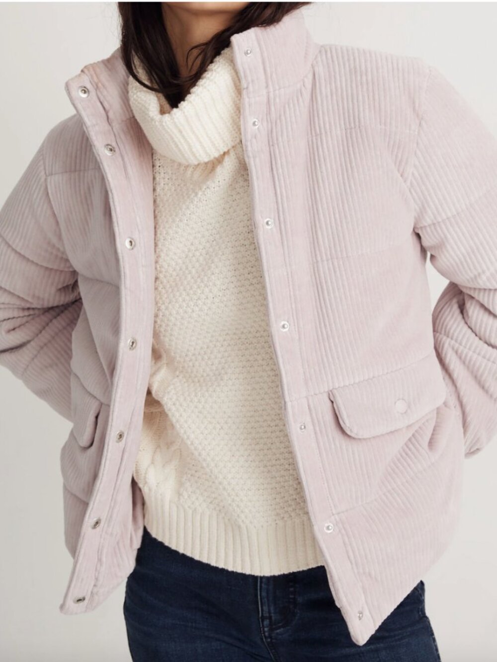 Madewell Wyman Quilted Corduroy Pale Lilac Puffer Jacket (XXL)